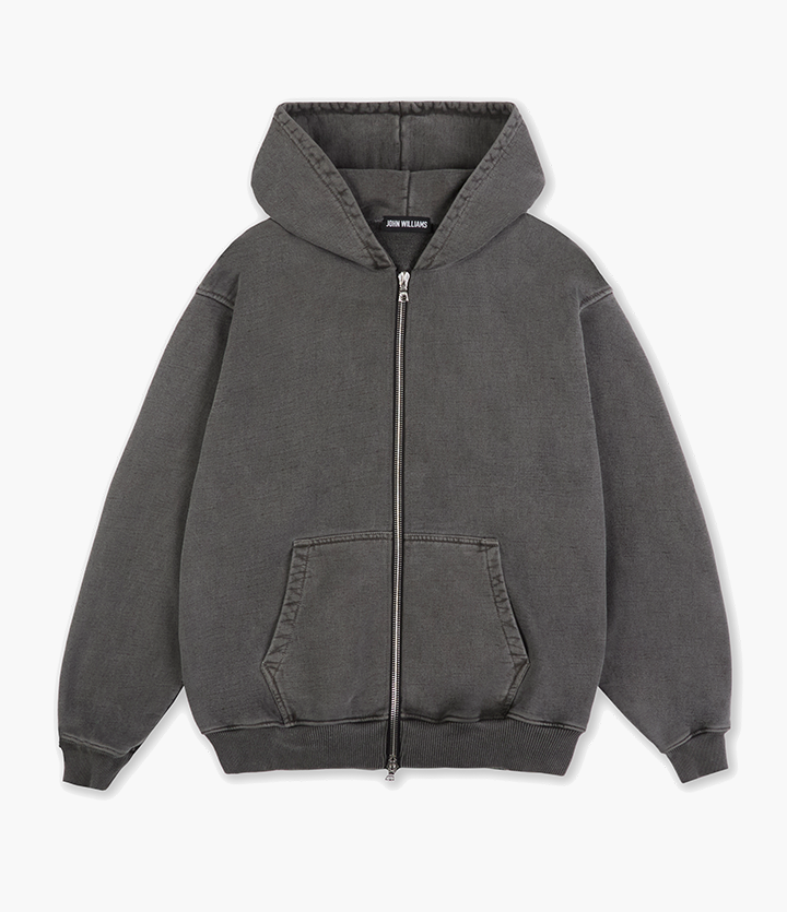 BLANK ZIP UP HOODIE - WASHED BLACK