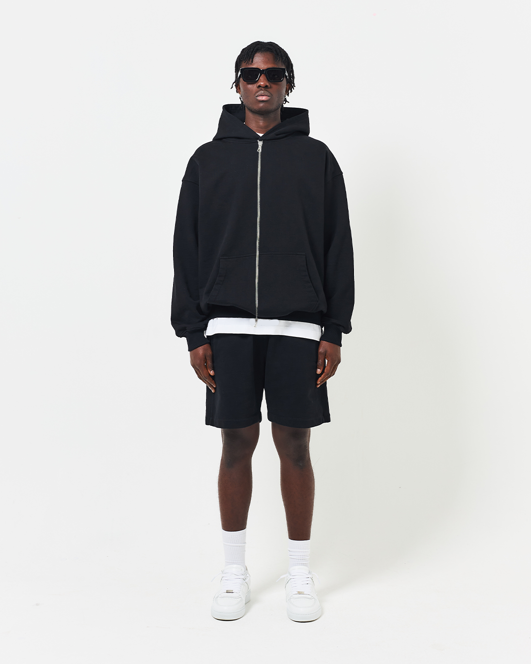 BLANK ZIP UP HOODIE - JET BLACK