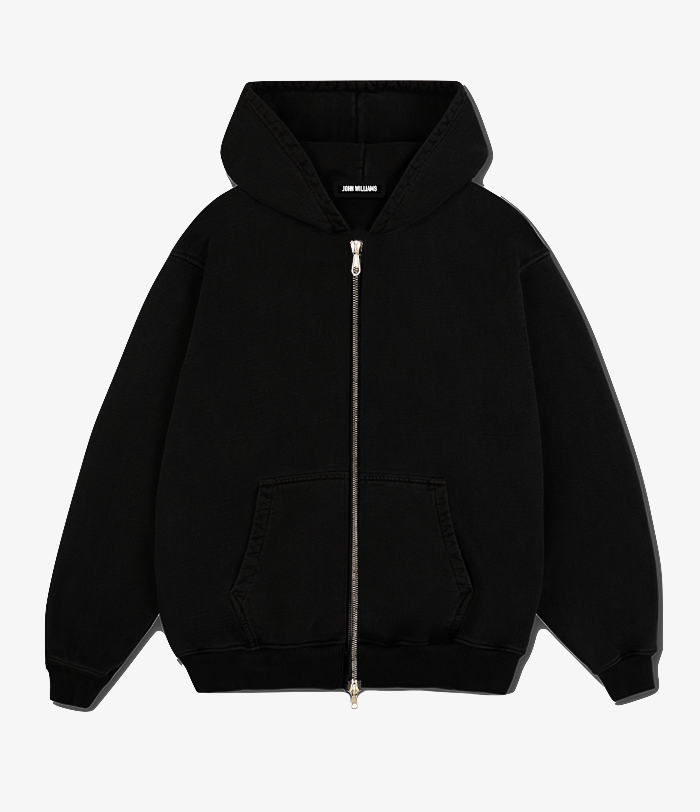 BLANK ZIP UP HOODIE - JET BLACK